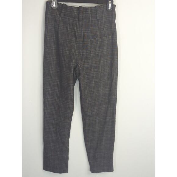 Zara Gray Plaid Pleated Hi Rise Pants Women's  XS Preppy Academia Modest - Picture 7 of 12